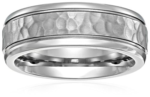 Amazon Collection Men's Titanium Hammered-Center Comfort-Fit Wedding Band (7 mm)