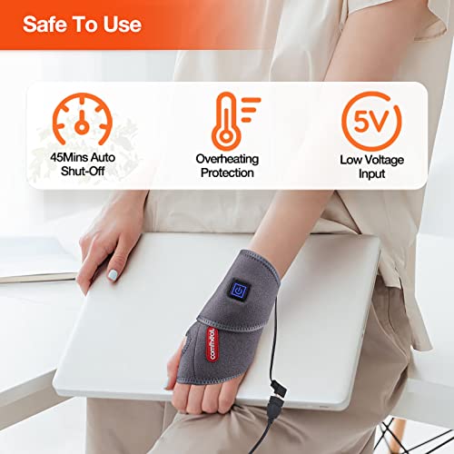 Comfheat Wrist Heating Pad Wrap for Pain Relief, Heated Wrist Brace Heat Therapy for Carpal