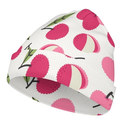 Fruit of Lychee Pattern Kids Beanie Hat for for Girls Boys Children Cap Winter Knitted Chemo Cancer Headwear Accessories Gifts Decoration Black