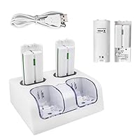 Wii U Controller Oplader Met LED Indicator SANON Wii Oplaadstation – 2-poorts, Met 2 Oplaadbare Batterijen (2800 MAh) En LED-display Wii Laadstation Oplader