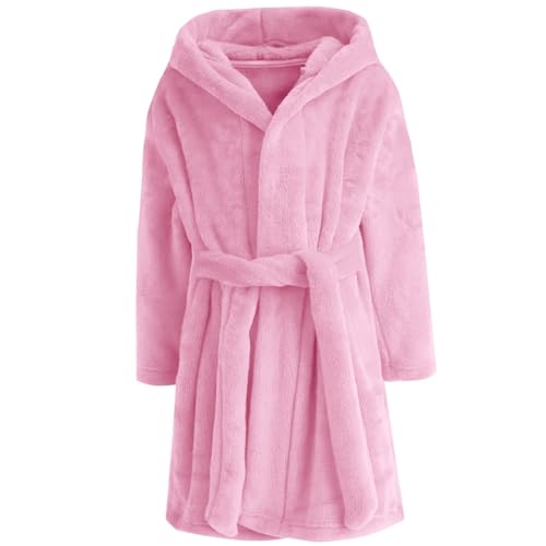 Image of Kids Bathrobe Hooded Plush Fleece Robe for Girls Boys