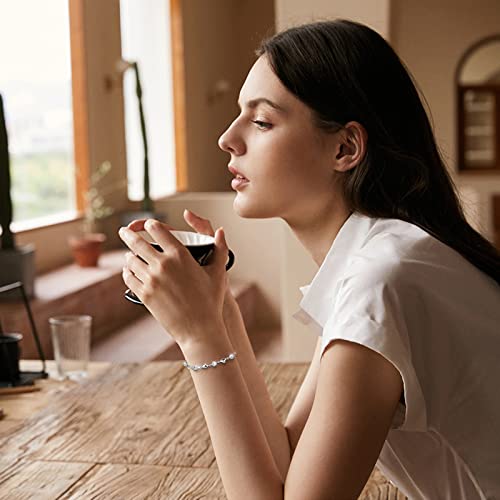 Ahokei Silver Bracelet for Women 925 Silver Bracelets for Womens,Silver Heart Bracelet Crystal Sterling Silver Jewellery,Sterling Silver Bracelet for Women,Ladies Bracelets,Gifts for Women Girls - Image 6