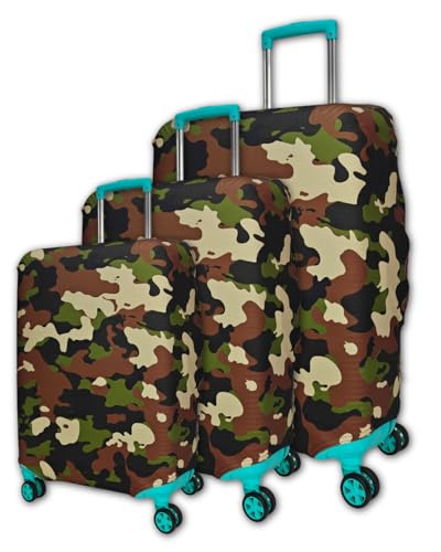 Image of Army Printed Luggage Cover for Traveling Bag & Suitcase - Stretchable & Scratchproof Trolley Protector with Velcro Lock & Lightweight Washable Material(Suitcase Not Included, Only Cover in Product)