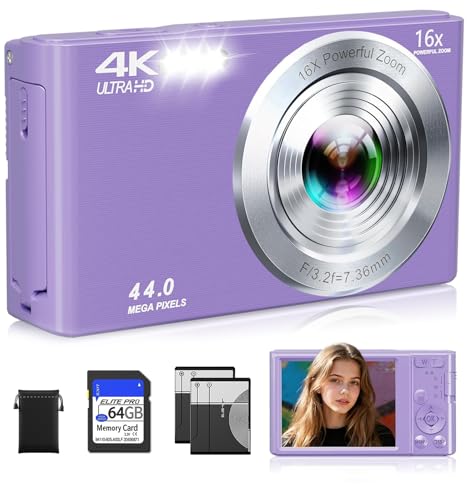 FHD 4K Digital Camera with 16X Zoom & 64GB