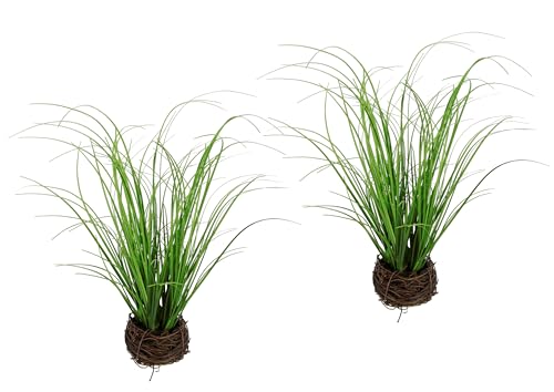 Künstliches Gras im Reisig Nest Grasbusch Gräser Kunstgras Kunstpflanze Ziergras Grünpflanzen Dekogras Grasbüschel Ziergras Solitärgras Deko Grasarrangement Dekopflanze Pflanzendeko Pflanze, 30 cm