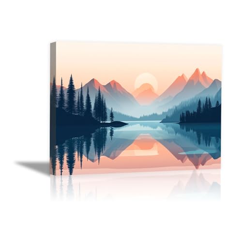 Tableau decoration murale paysage abstrait de coucher de soleil