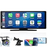 CARPURIDE 9.3 Inch Carplay Screen for Car, Compatible with Wireless/Wired Apple CarPlay, Android Auto and Mirror Link - Bluetooth Audio, Navigation,Siri, FM, AUX, C92 with Backup Cam