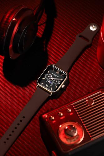 Image of Daniel Hechter Paris Montmartre Unisex Multifunction Square Watch - Black Dial with Day-Date & 24-Hour Subdials, Moonphase Display, Sustainable Silicone Strap