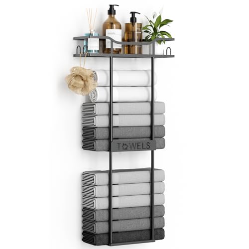 Aetyord Towel Racks for Bathroom Wall Mounted with Shelf, 31.5"