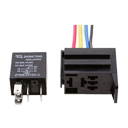 ESUPPORT Car Heavy Duty Relay Switch 12V 30A SPDT 5Pin Wire Socket Plug Harness Waterproof Electrical Automotive Pack of 5