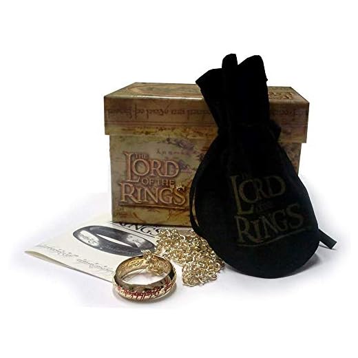 Señor de los Anillos - Lord of the Rings - El único Anillo - chapado en oro - fuente roja