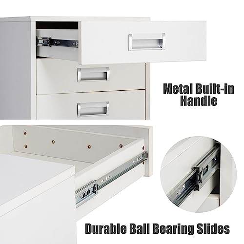 TOPSKY 5 Drawer Mobile Cabinet Fully Assembled Except Casters Built-in Handle (White)