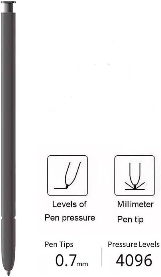 S24 Ultra S Pen Compatible with Samsung Galaxy S24 Ultra 5G All Versions, S24 Ultra Stylus Pen with Bluetooth, 4096 Pressure Sensor .Slim 0.7mm Tip with 5xTips/Nibs (Black)
