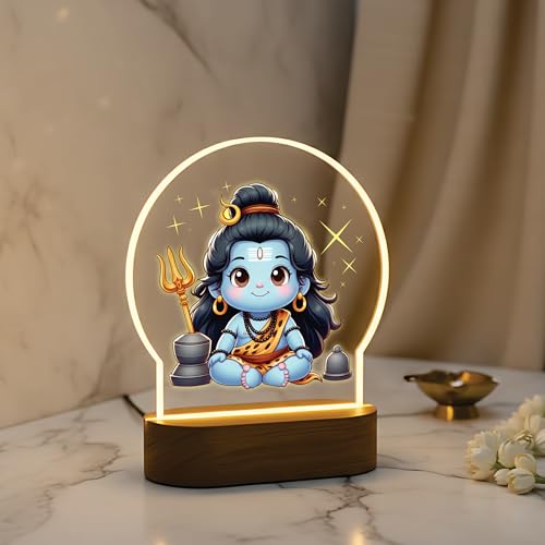 Image of Giftplease Divine Baby Shiva LED Desk Lamp - Warm Glow Spiritual Night Light - Cute Bal Shiva Table Decor for Pooja Room, Meditation Space, and Kids' Bedroom - Religious Gift & Home Accent GL 11