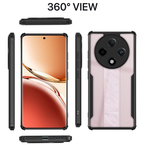 Image of Pikkme Back Cover | Crystal Clear Transparent Back | Ultra Hyrbid | Full Camera Protection | Raised Edge | Bumper Back Case Oppo F27 Pro Plus 5G (Black)
