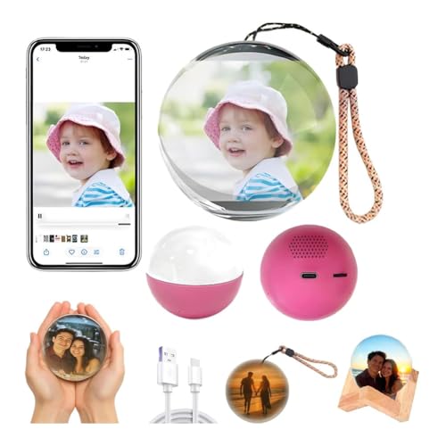 HGTRH Crystal Sphere, Glass Ball Crystal Balls Crystal Ball 3d Crystal Photo Digital Photo Frame Wifi 3d Crystal Ball Memory Orb Ball Photo Ball Memory Orb Pink Wifi version