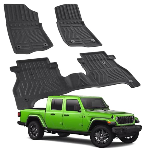 XPE Floor Mats for Jeep Gladiator 2020-2025 2026 All Weather Truck Mats Accessories for Jeep Gladiator 2020-2026