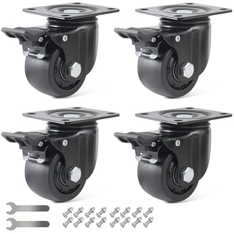 Heavy Duty Casters 2.5 Inch,Swivel Caster Wheels Set of 4,Extra Width Plate Casters 3500lbs, Nylon Wheels for Furniture, Carts, Workbench, Toolbox, Machine Tool, Trolley (Hardware Included) Cover