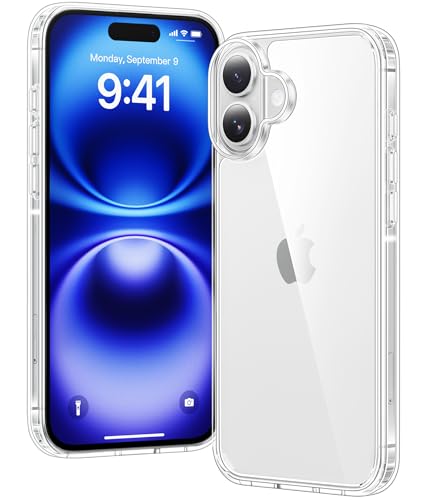 Voyahülle Clear Case for iPhone 16 Ultra Thin Shockproof TPU Cover Anti-Yellowing Crystal Clear Phone Case for Apple iPhone 16 - Clear