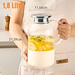 PARACITY Glass Pitcher with Lid, 18/8 Stainless Steel, Glass Pitcher with Handle for for Juice, Milk, Beverage, Cold Water & Iced Tea,64 OZ(1800ML)