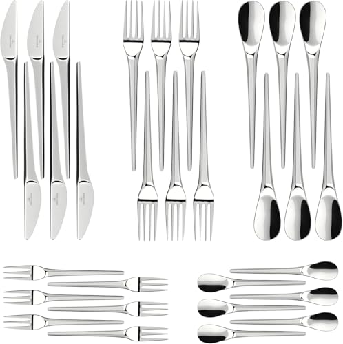 Villeroy & Boch - Newmoon Besteck Set 30 teilig 6 Personen, Spülmaschinenfest, Besteckset, Tafelbesteck, Cutlery Set, Essbesteck Set, Gabel, Messer, Löffel, Edelstahl