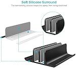 VAYDEER Double Adjustable Vertical Laptop Stand Newly Designed 2 Slots Aluminum Desktop Dual Holder for All MacBook/Chromebook/Surface/Dell/iPad Up to 17.3 Inches - Black
