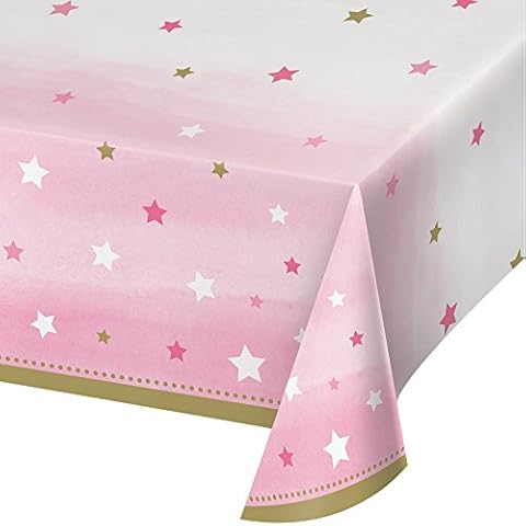 Creative Converting Pink Star Tablecover 54" x 102" Cover