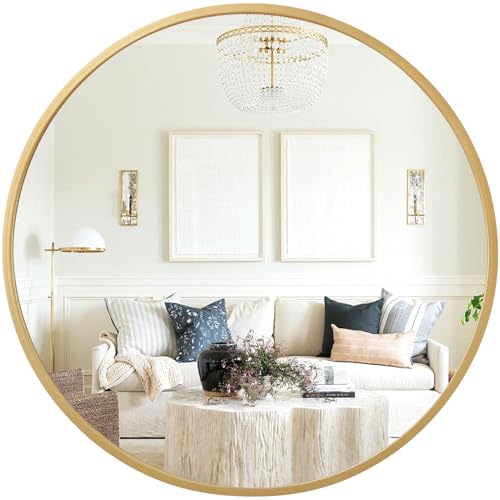 Lzuso Circle Mirrors for Wall Bathroom Round Mirror Antique for Entryway Living Room Hallway Decorative Small Frame Mirror Gold 18 Inch by Lzuso - Used condition - US$19.27
