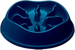 Comedouro Lento Interativo Stark Slow, Antiderrapante, 350 mL, para Cães de Pequeno Porte, com Labirinto Educativo, Cor Azul Cobalto