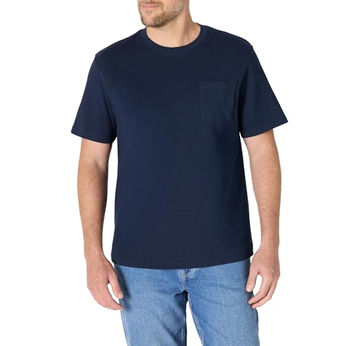 Amazon Essentials Mens Relaxed Fit Heavyweight Cotton T-Shirt with Breast Pocket Navy XXL