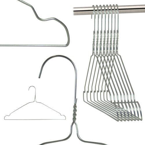 Hangerworld 50 Strong 41cm Metal 13 Gauge Silver Galvanised Wire Notched Clothes Garment Trouser Bar Hangers.