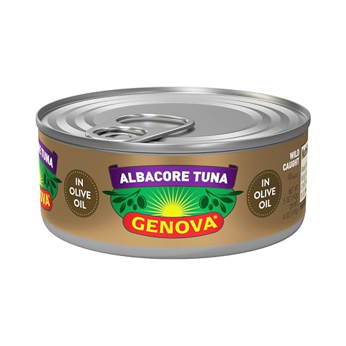 Genova Premium Albacore Tuna in Olive Oil, 5 Ounce Can (Pack of 1), Wild Caught Canned Tuna, Solid White