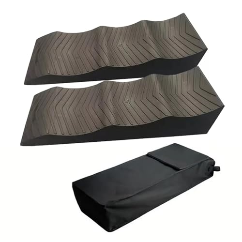 Cuña estabilizadora para autocaravanas Rampas niveladoras for vehículos recreativos (1 par) con calzos Amarillos de 3 etapas Ruedas Remolque, estabilizar terrenos