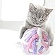 Andiker 3 Stück Katzenspielzeug Wollball mit Glocke und Schnur, Kätzchen Spielzeug Bunte Garnbälle für Indoor Katzen Interaktives Spielen