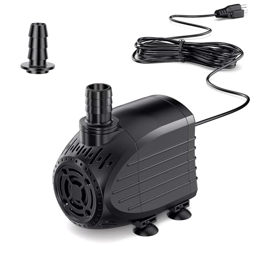 Image of Ultra Quiet Submersible Water Pump 120GPH Size 2.8Lx2.1Wx2.3H in | Water Pump with Dry Burning Protection, 5ft Cord, 3ft High Lift for Fountains, Waterfall, Hydroponics, Aquariums KF202