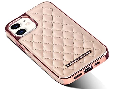 Image of PULOKA iPhone 11 Leather Back Cover Royal Diamond Pattern with Electroplated Cover Compatible for Apple iPhone 11 6.1 inchinch - Pink