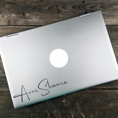 Image of Custom Personalised Name Vinyl Sticker for Laptop, Guitar, Computer, Notebook, Aesthetic Cursive Script Style, White