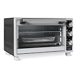 Amazon Basics 6-Slice 23-QT Toaster Oven with Built-In Air Fryer, 7-In-1 Cooking Options, 60-Min Timer & Adjustable Temperature (200℉ - 450℉), With Accessories, 1500W, Stainless Steel, Silver/Gray