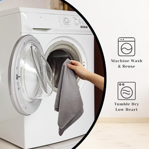 Image of Solitude Microfiber Cleaning Cloth Roll 25x25 cm, Reusable and Washable Tear-Away Kitchen Towel Roll, Very Soft Cleaning Cloths for Home, Kitchen, Office, Car Cleaning (Grey, 1 Roll, 20 Sheet)