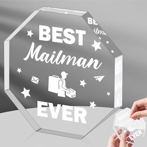 WATINC Appreciation Gifts Award for Mailman - Thank You Mail Carrier Gift for Men, Acrylic Octagon...
