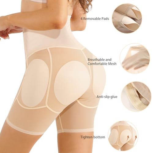 Image of Irisnaya Women Shapewear Control Panties Body Shaper Butt Lifter Padded Hip Enhancer Seamless Underwear Hi- Waist Short
