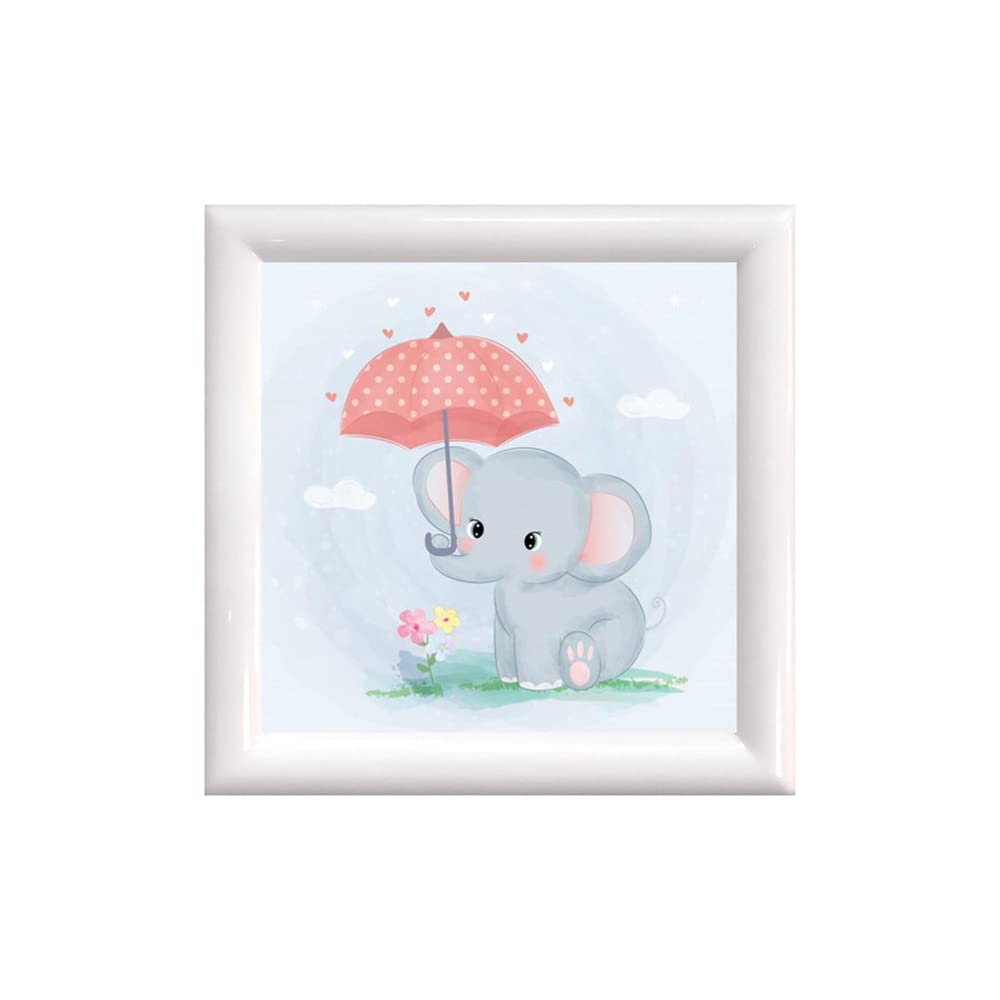 Pracht Creatives Hobby Diamond Painting with Picture Frame, Elephant Design, Size Approx. 18 x 18 cm, Glitter Stones Painting Set for Children 5 Years and Up