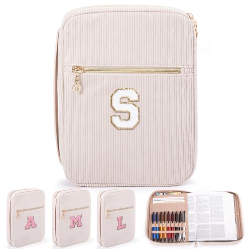 Bible Cover for Women, Initial Personalized Bible Gift - Bible Case for Men - Bible Holder - Bible Bag - Bible Carrier - Bible Carrying Case with Pockets for Bible Study Suppliers, Bible Accessories