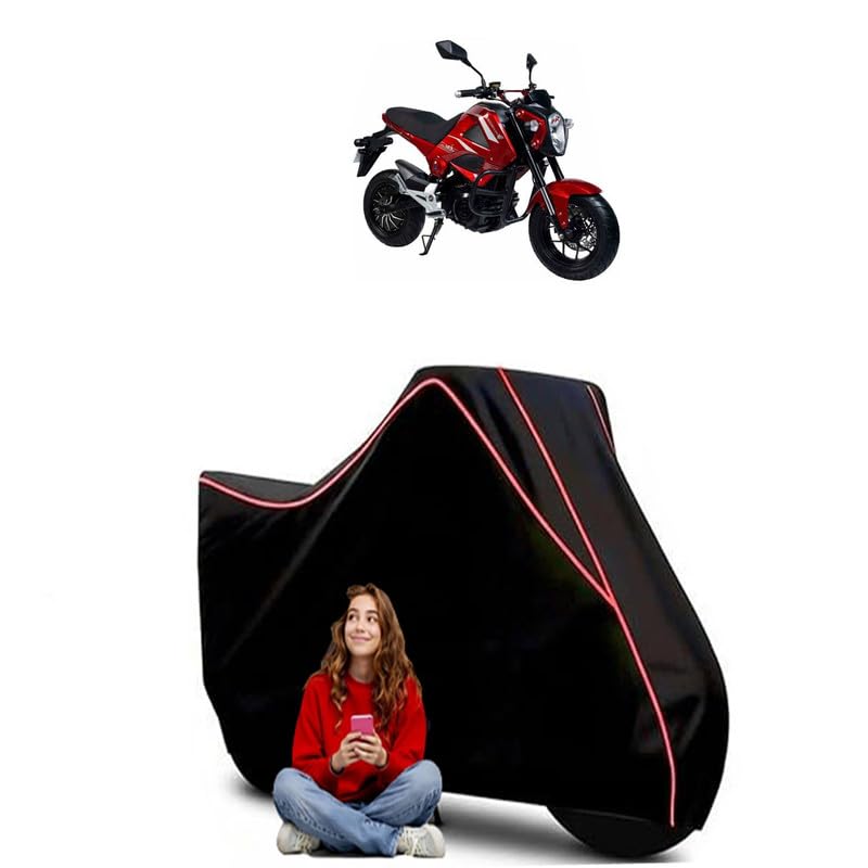 Image of Monster Bike BS6 Scooty Bike Cover Water Resistant Outdoor Use Universal Fit Scooters Motorcycles Heavy Duty UV Protection Dust Rain Scratch Resistant Elastic Bottom Black Blue Piping