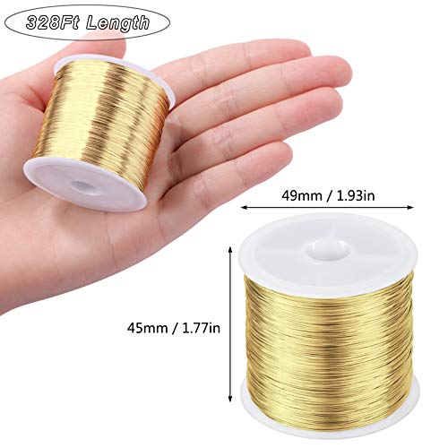 mikimiqi jewelry wire - 328ft 26 gauge tarnish resistant copper 04mm x 100m gold