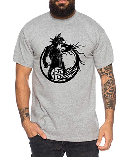 Tee Kiki Son Dragon - Camiseta de Hombre Son Ruffy Luffy Naruto Saitama One Dragon Master Goku Ball Vegeta Turtle Roshi Piece Golds Db, Farbe2:Gris Brezo, Größe2:XX-Large