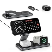 Chargeur sans Fil avec Mag-Safe, 3 en 1 Station de Charge pour Apple, Pliable Chargeur inductif sans Fil pour iPhone Air 17 16 15 14 13 12, Apple Watch, AirPods Pro avec Adaptateur Rapide