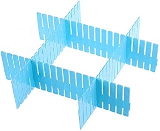 4 قطع من منظم الملابس الداخلية للخزانة واي دي فواصل ادراج بلاستيكية يدوية الصنع للتخزين المنزلي لترتيب الخزانة والمكياج والجوارب والملابس والاوشحة - ازرق