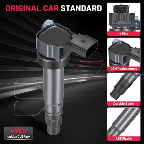 Image of BDFHYK Ignition Coil Packs Compatible with Chevrolet Chevy Spark l4 1.2L 2013 2014 2015 Coil for UF725 C1846 5C1903 25190788 96983945 Set of 4