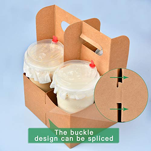 2 Cup Disposable Drink Carrier With Handle, Supkiir Kraft Paperboard Cup Holder For Hot Or Cold Drinks, To Go Coffee Cup Holder For Food Delivery Service, 20 Count #TOP3